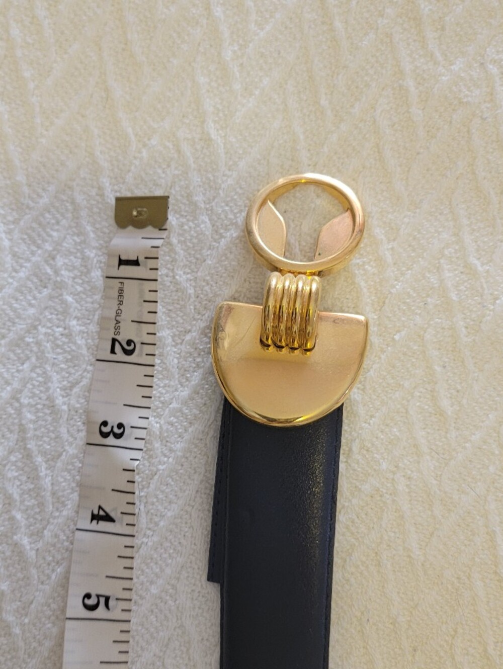 Vintage DAME Gold Hardware Navy Leather Belt